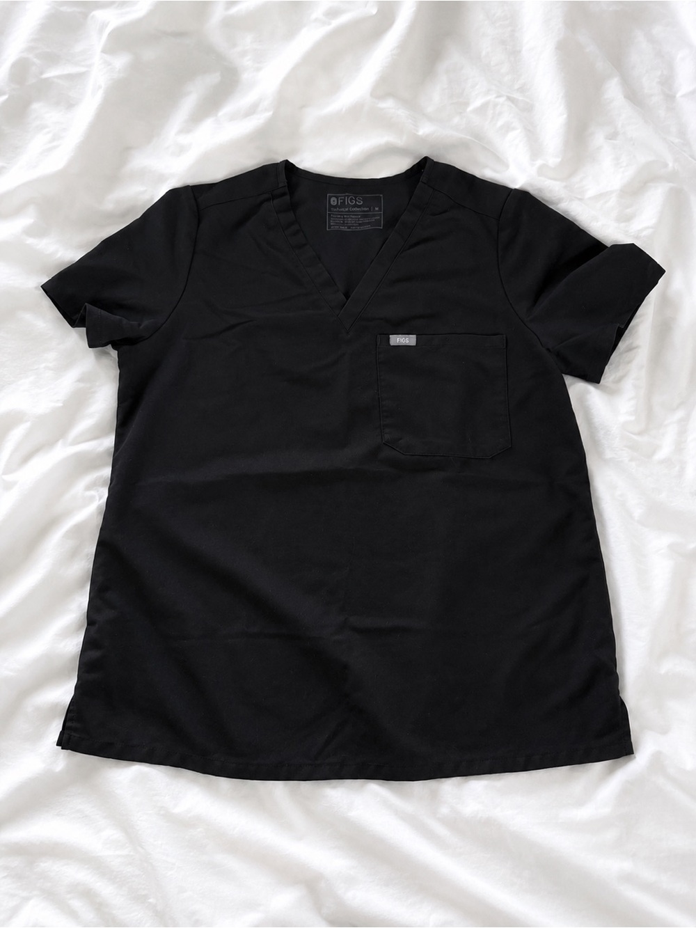 Figs Black V-Neck Short Sleeve Medical Top